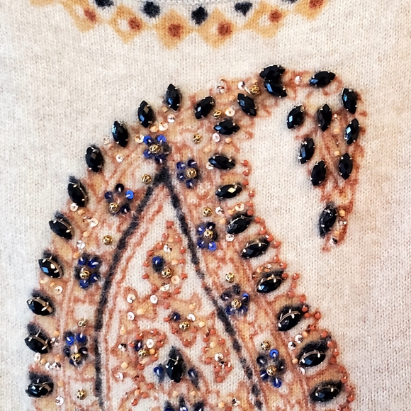 Calypso St. Barth Cashmere Beaded Short Sleeve Sweater - Picture 6 of 14